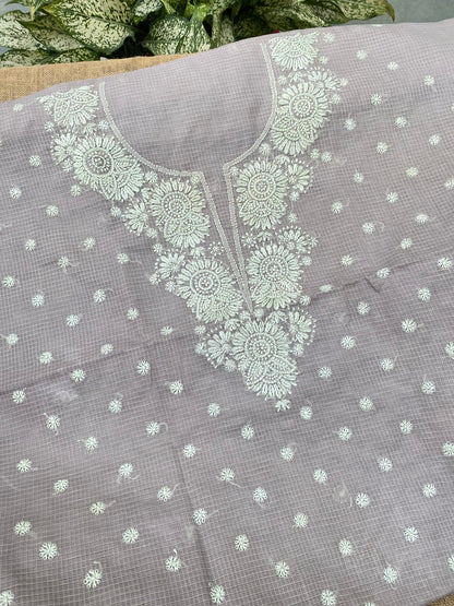 Sahar-e-Kota – Handcrafted Chikankari Unstitched Kurta & Dupatta Set