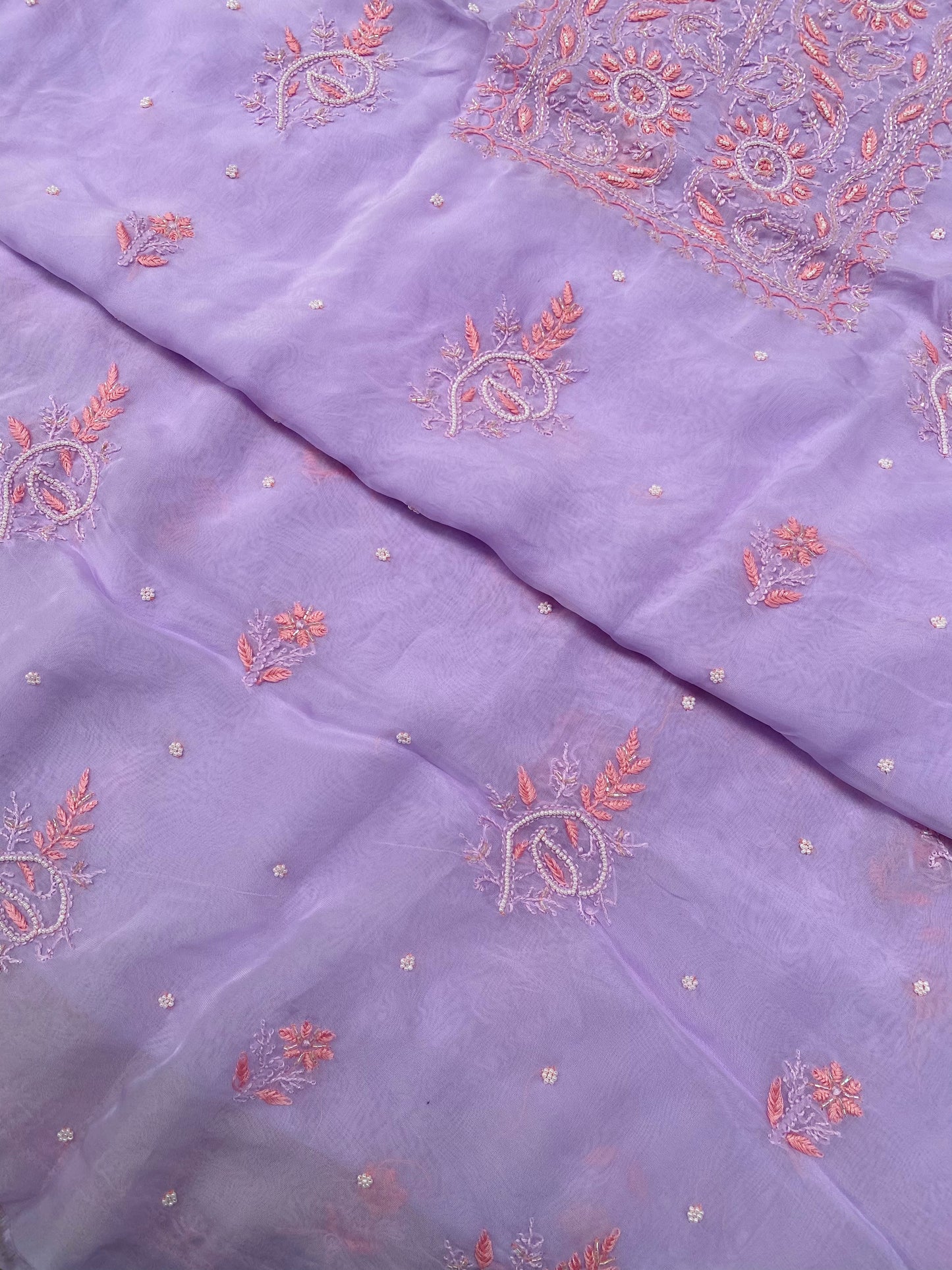 Noor-e-Rang Light Mauve Chikankari Unstitched Dress