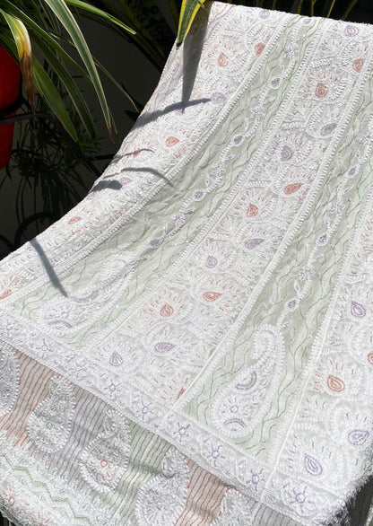 Noor e Mehfil - Pure Viscose Georgette Chikankari Anarkali And Dupatta Set - Famous Chikankari