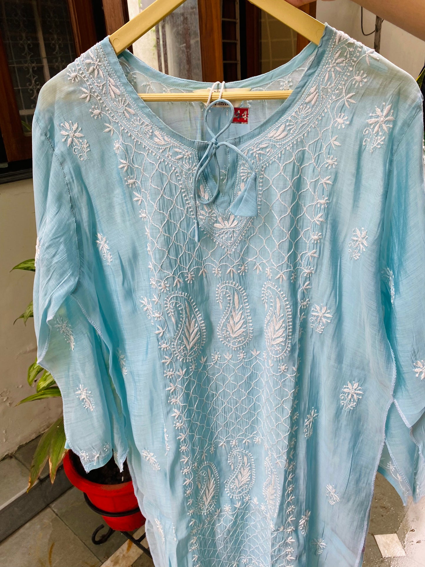 Mehwish –  Light Turquoise  Chikankari Semi-Stitched Kurta & Pant Set