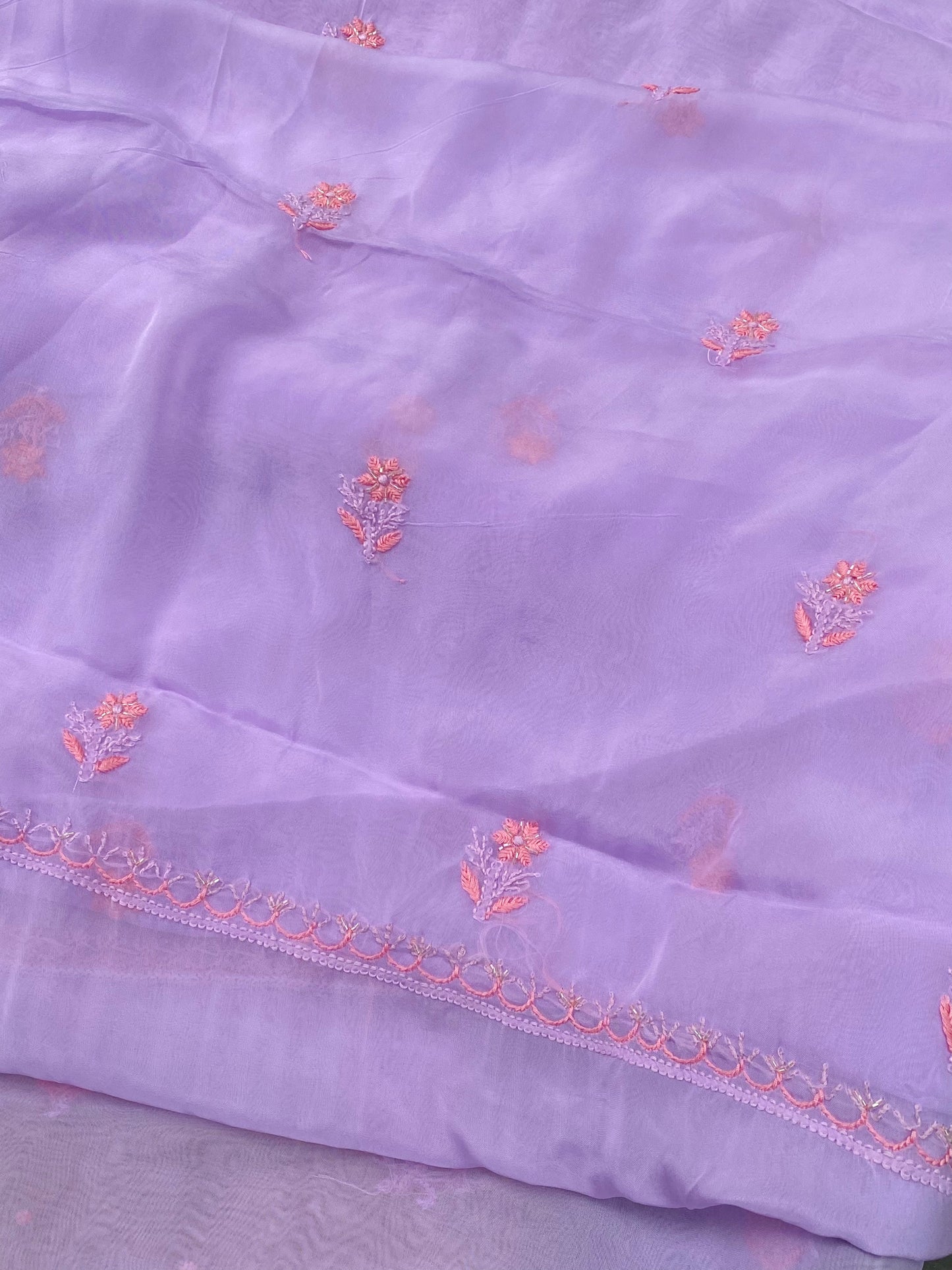 Noor-e-Rang Light Mauve Chikankari Unstitched Dress