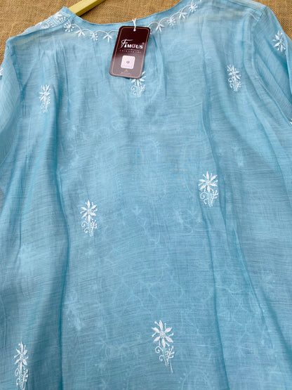Mehwish –  Light Turquoise  Chikankari Semi-Stitched Kurta & Pant Set