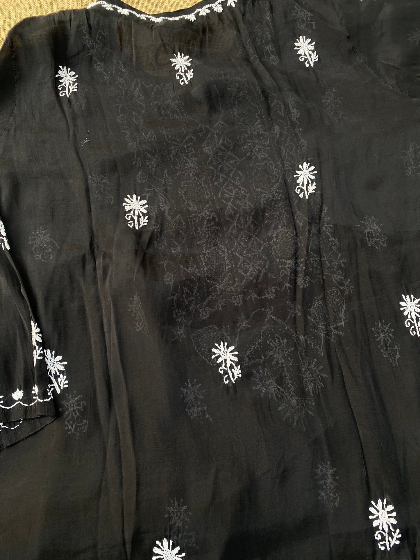 Aiza – Black Chikankari Semi-Stitched Kurta & Pant Set