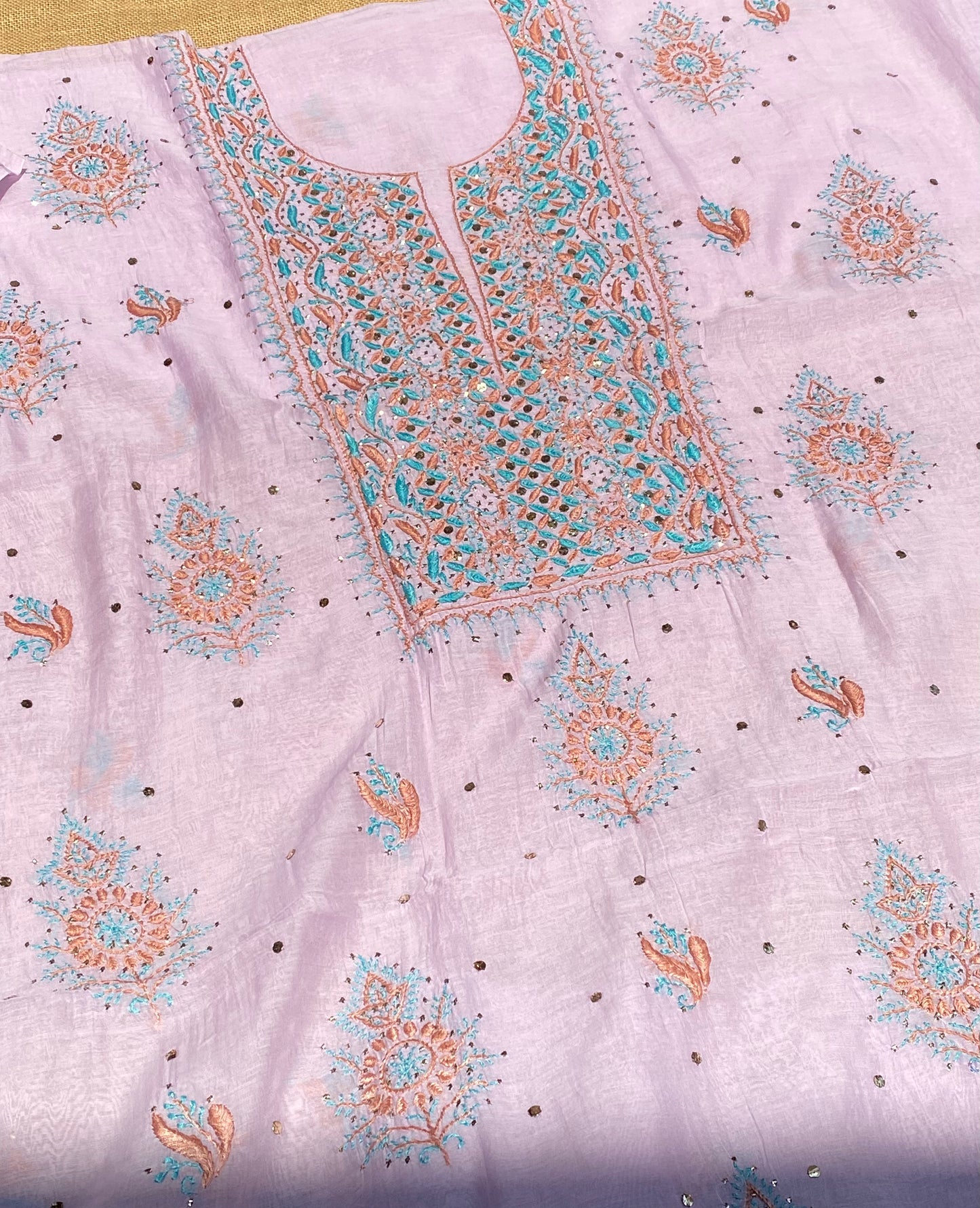 Noor-e-Mulmul Mauve Chikankari Unstiched Set