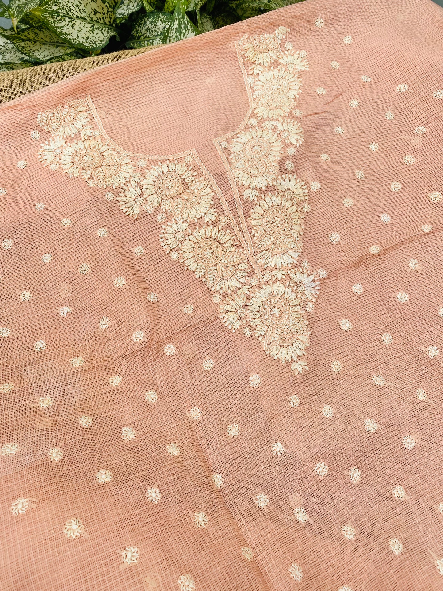 Sahar-e-Kota – Handcrafted Chikankari Unstitched Kurta & Dupatta Set