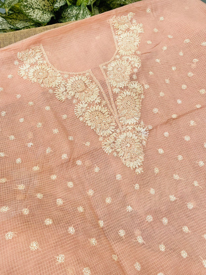 Sahar-e-Kota – Handcrafted Chikankari Unstitched Kurta & Dupatta Set
