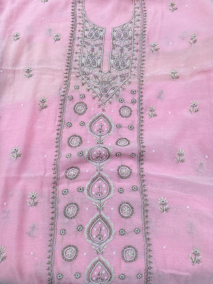 Noor-e-Bahar – Pink Mul Chanderi Chikankari Suit