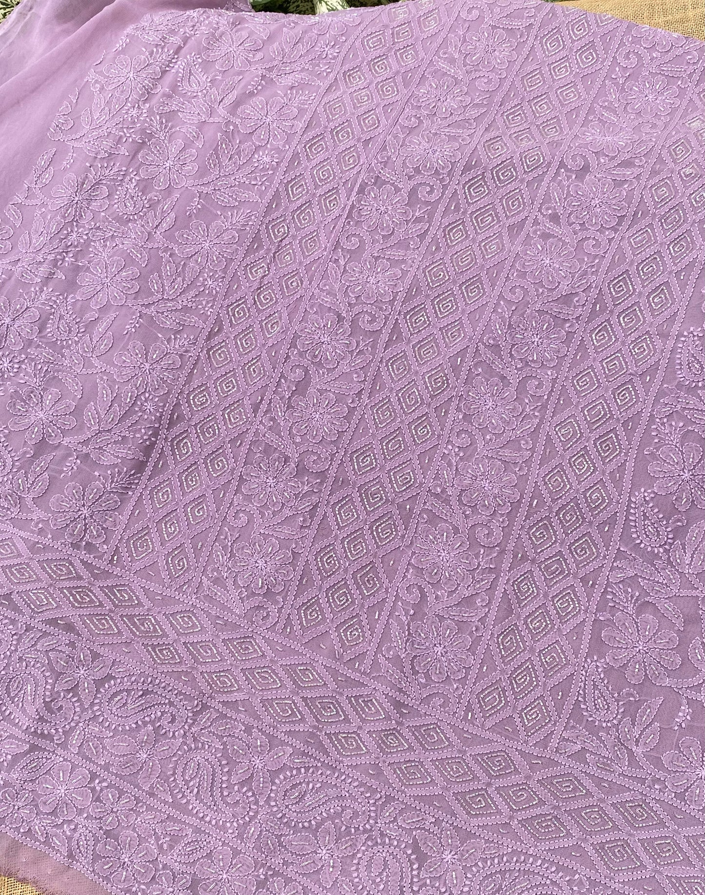 Rangrez Noor| Mauve Chikankari Unstitched Suit with Pearl Addons