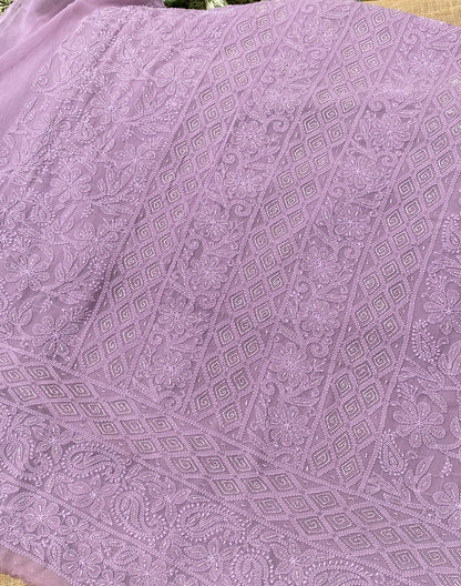 Rangrez Noor| Mauve Chikankari Unstitched Suit with Pearl Addons