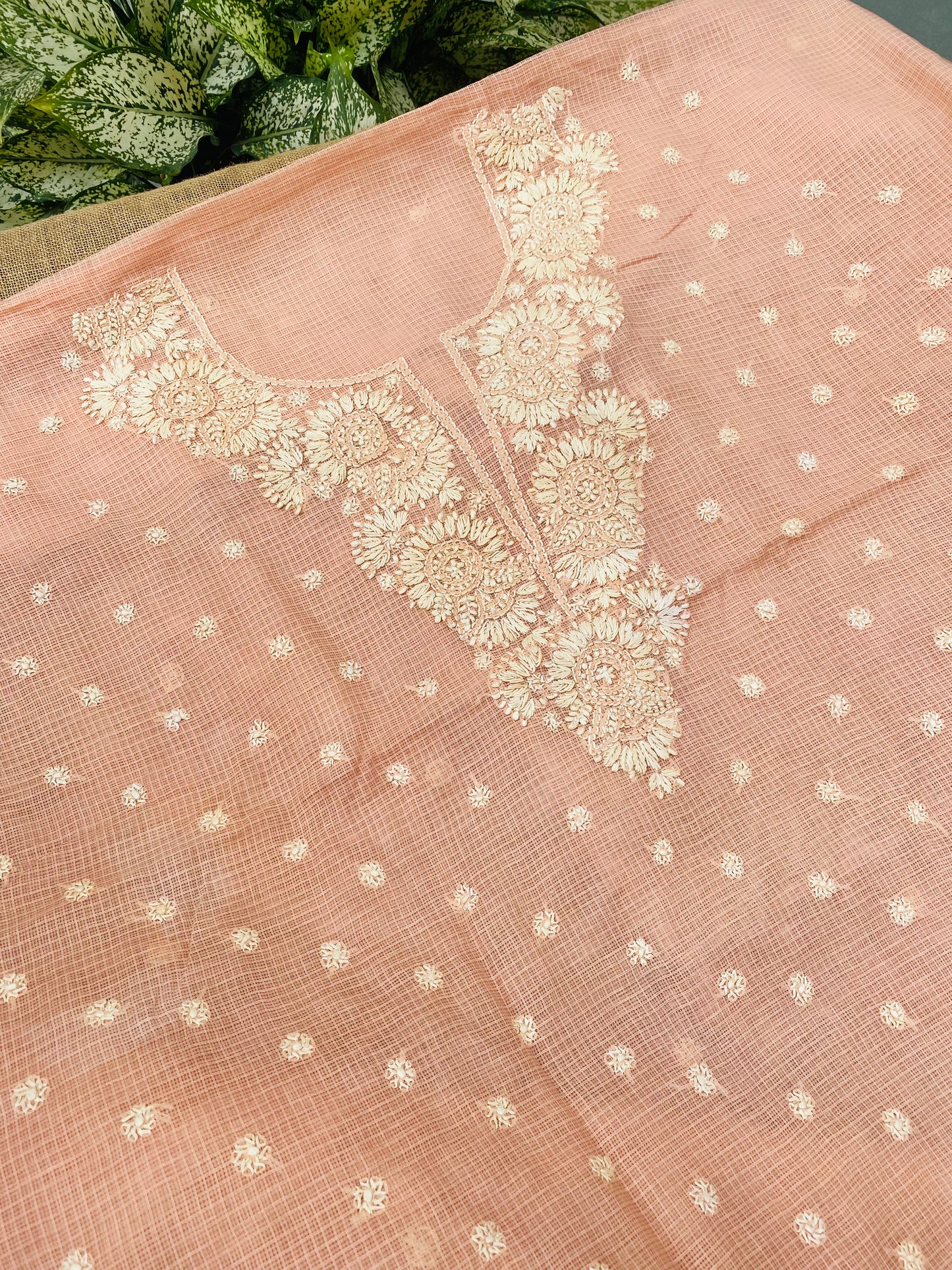 Sahar-e-Kota – Handcrafted Chikankari Unstitched Kurta & Dupatta Set