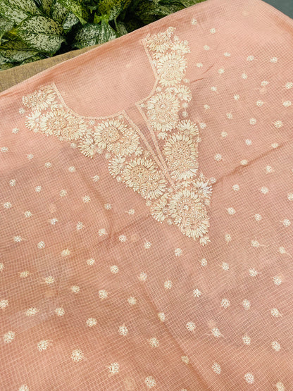 Sahar-e-Kota – Handcrafted Chikankari Unstitched Kurta & Dupatta Set