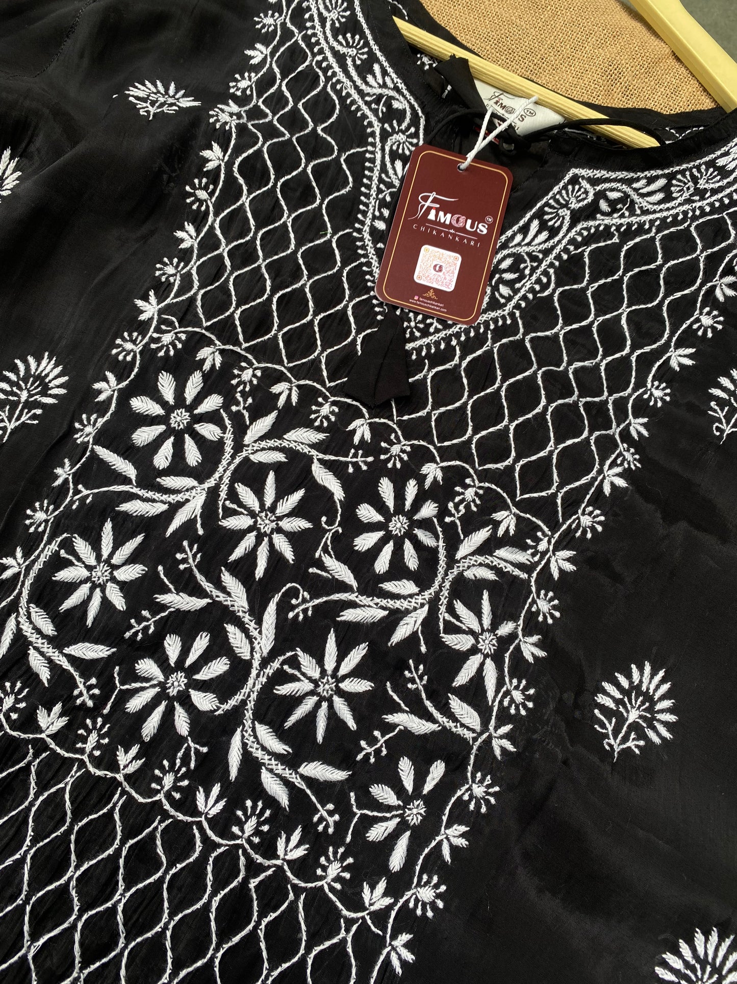Mehwish –  Black Chikankari Semi-Stitched Kurta & Pant Set