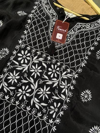 Mehwish –  Black Chikankari Semi-Stitched Kurta & Pant Set