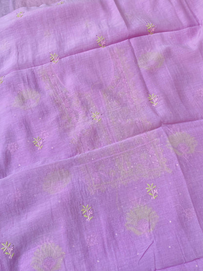 Noor-e-Mulmul Lilac Chikankari Unstiched Set