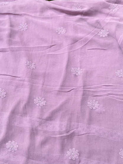 Rangrez Noor| Mauve Chikankari Unstitched Suit with Pearl Addons