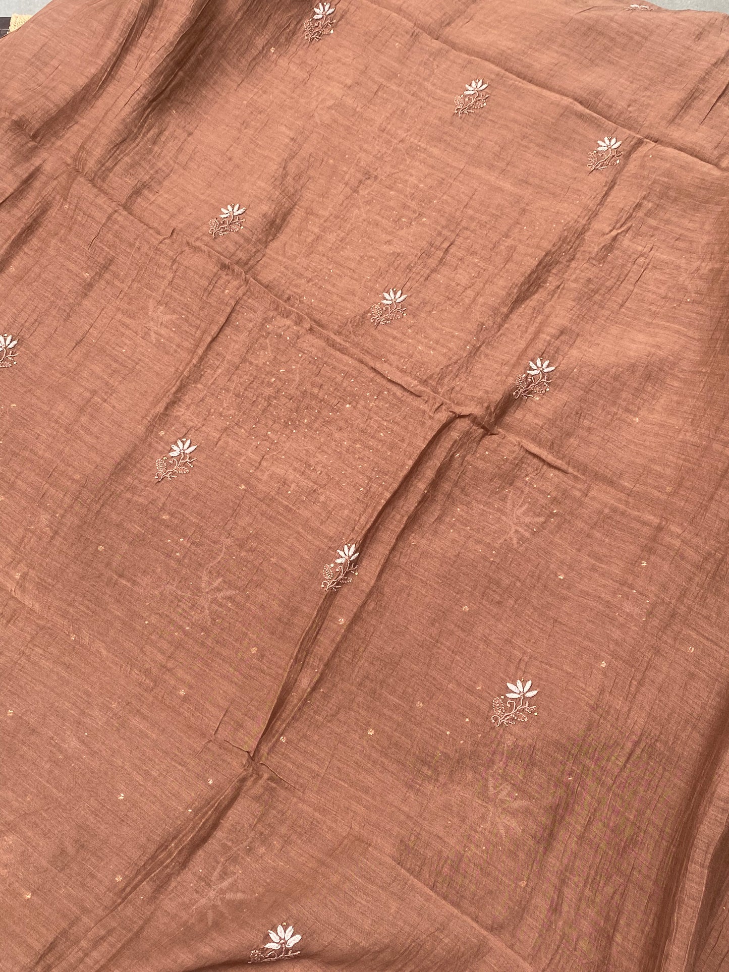 Noor-e-Mulmul Coffee Brown Chikankari Unstiched Set