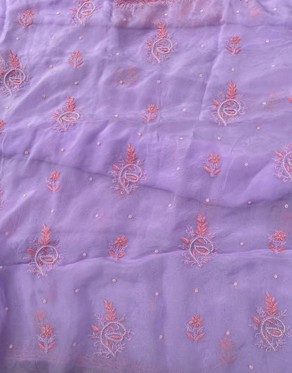 Noor-e-Rang Light Mauve Chikankari Unstitched Dress