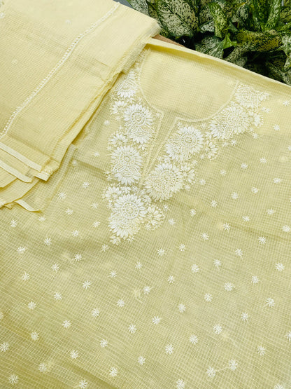 Sahar-e-Kota – Handcrafted Chikankari Unstitched Kurta & Dupatta Set
