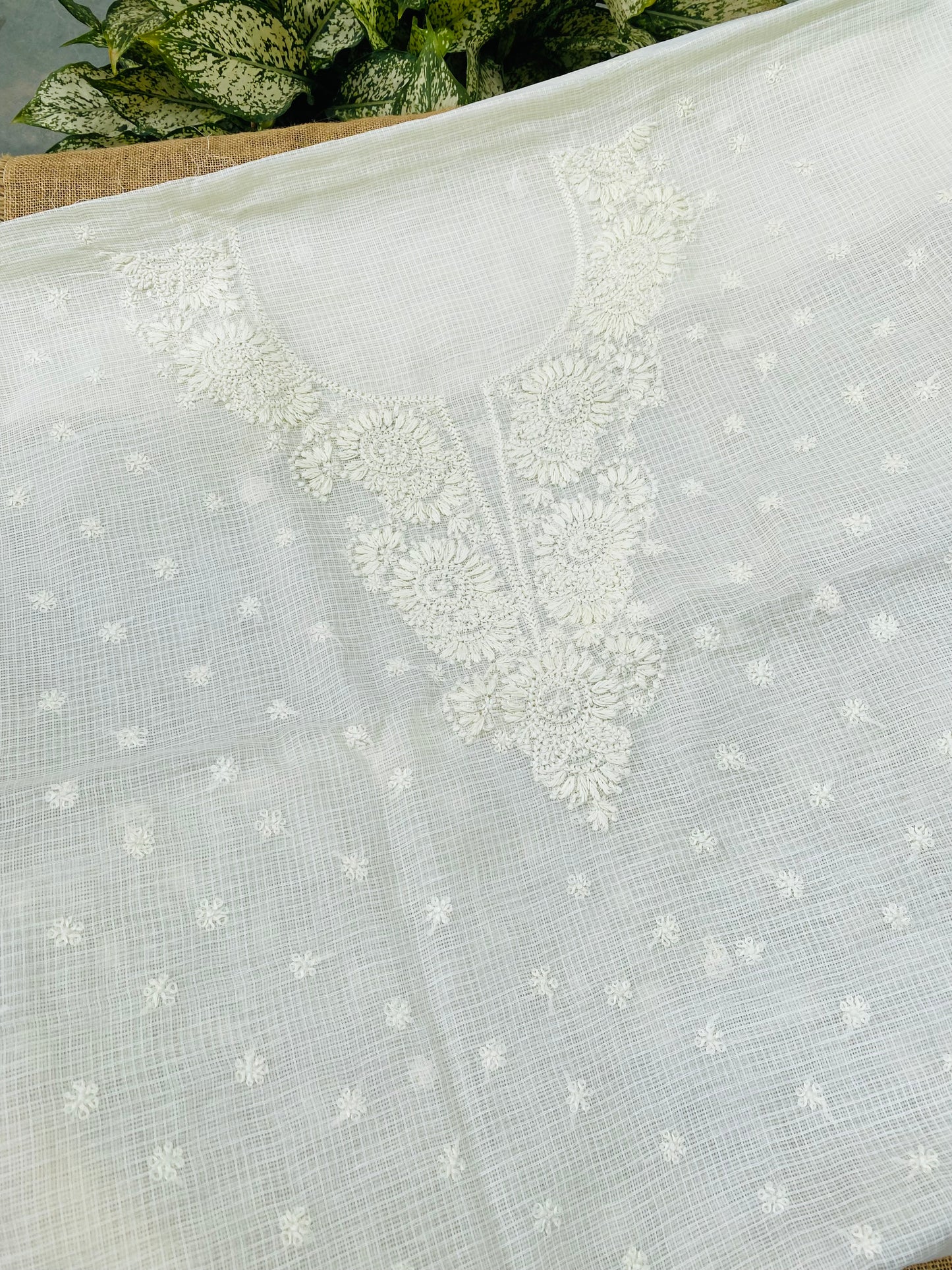 Sahar-e-Kota – Handcrafted Chikankari Unstitched Kurta & Dupatta Set
