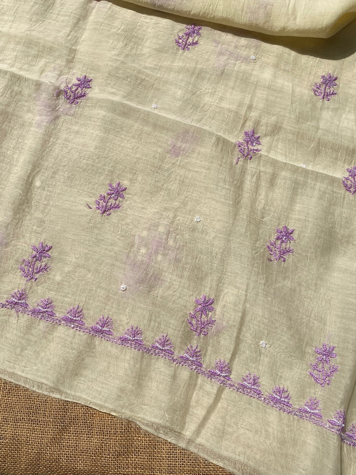 Noor-e-Mulmul Pale Yellow Chikankari Unstitched Set