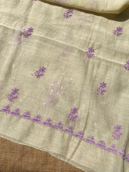Noor-e-Mulmul Pale Yellow Chikankari Unstitched Set