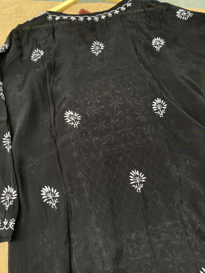 Mehwish –  Black Chikankari Semi-Stitched Kurta & Pant Set