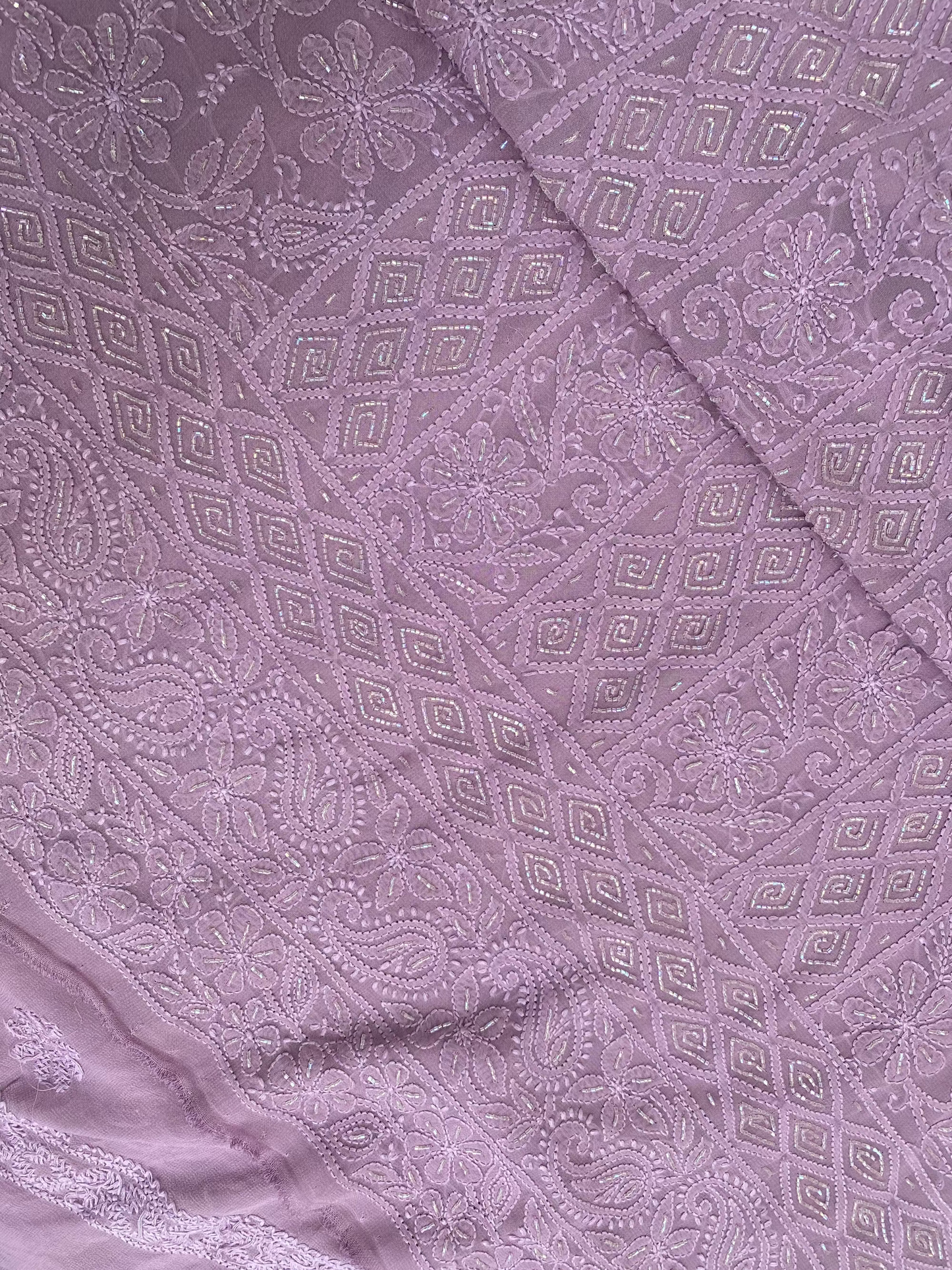 Rangrez Noor| Mauve Chikankari Unstitched Suit with Pearl Addons