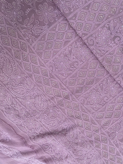 Rangrez Noor| Mauve Chikankari Unstitched Suit with Pearl Addons