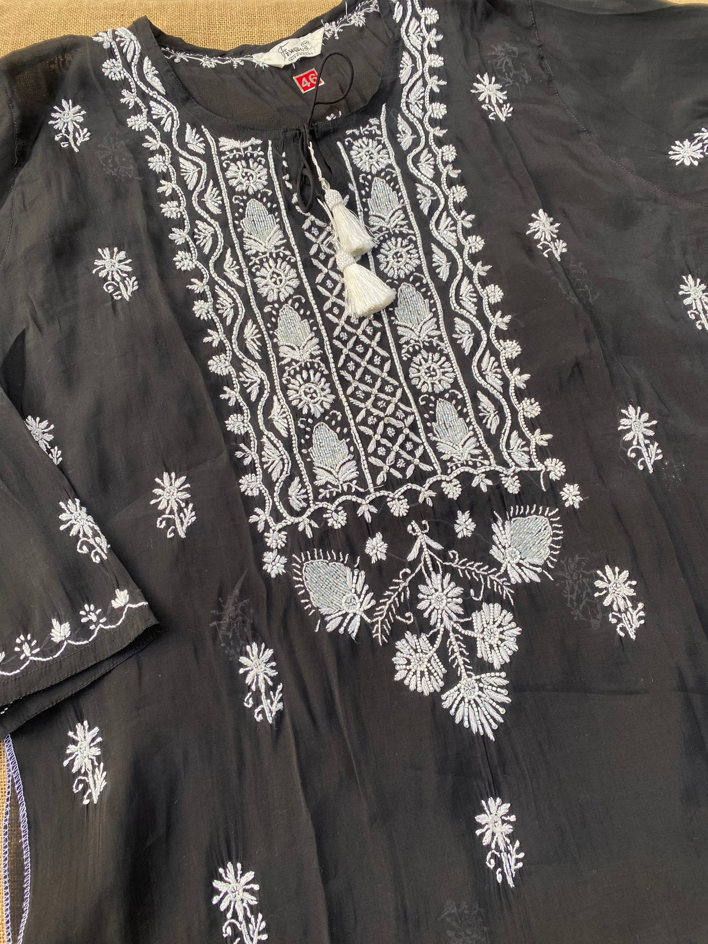 Aiza – Black Chikankari Semi-Stitched Kurta & Pant Set