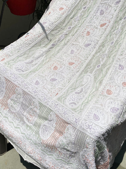 Noor e Mehfil - Pure Viscose Georgette Chikankari Anarkali And Dupatta Set - Famous Chikankari