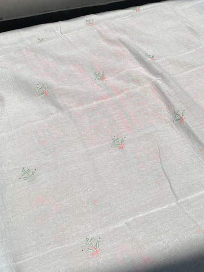 Noor-e-Mulmul Light Blue Chikankari Unstiched Set - Famous Chikankari