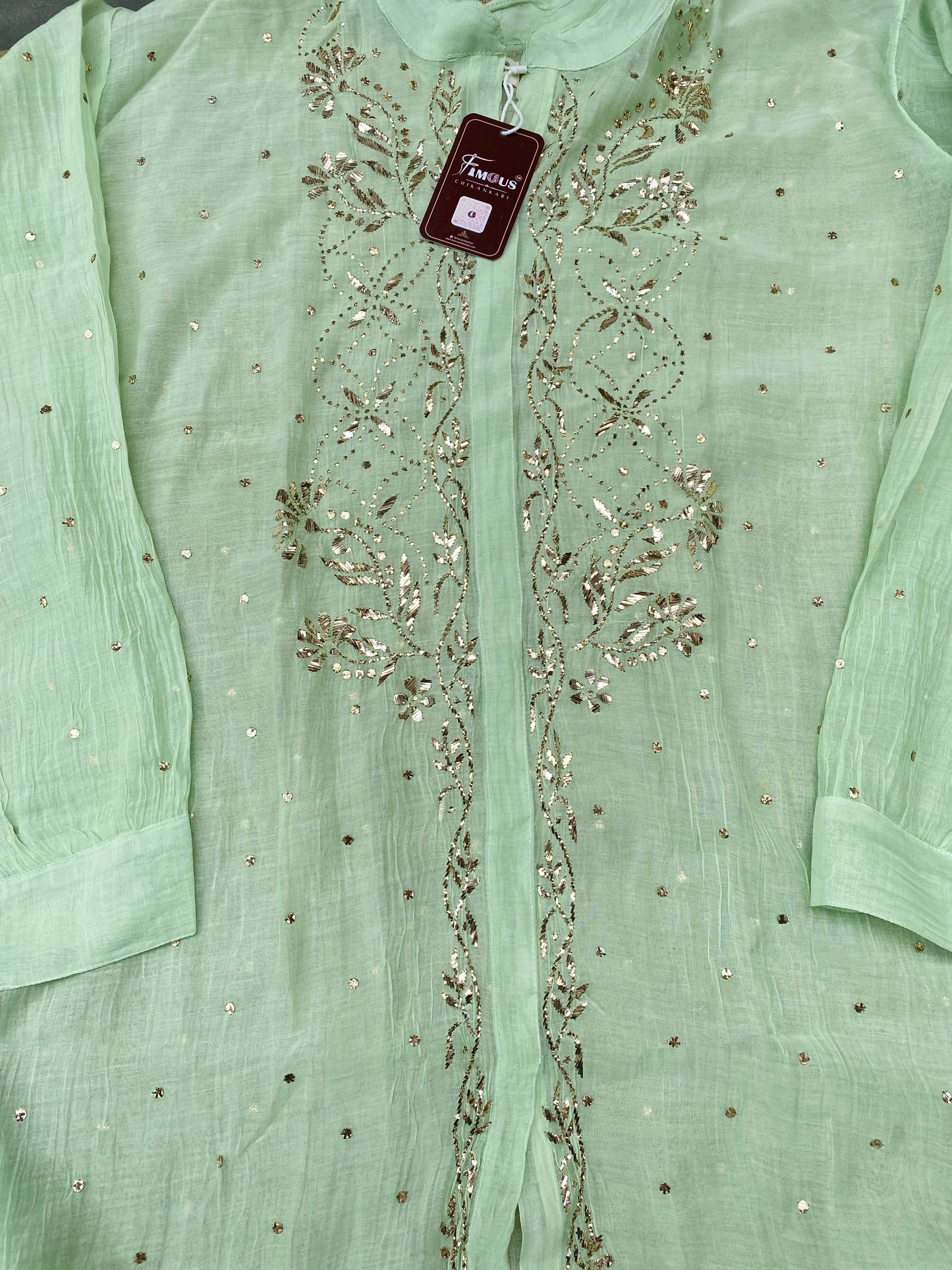Roohani Pittawork Mukaish Semi Stiched Coord Set - Famous Chikankari