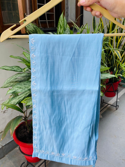 Anisa – Sky Blue Chikankari Semi-Stitched Kurta & Pant Set