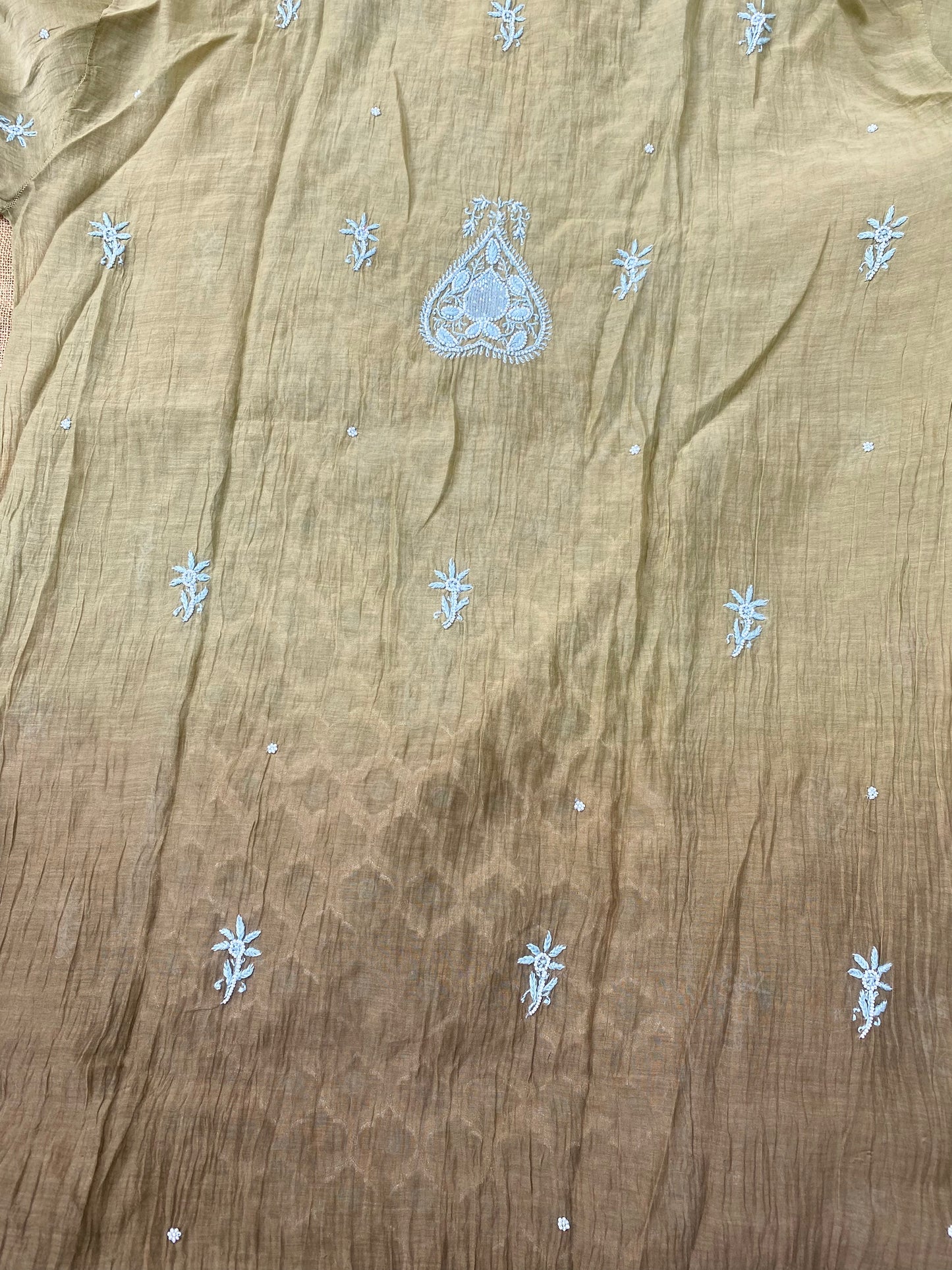 Sheesha Olive Green Ombre Chikankari Kurta & Dupatta