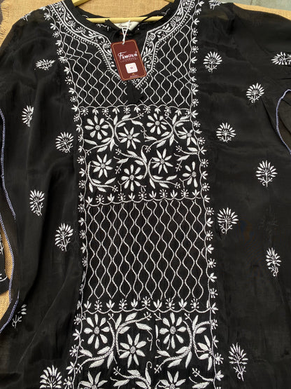 Mehwish –  Black Chikankari Semi-Stitched Kurta & Pant Set