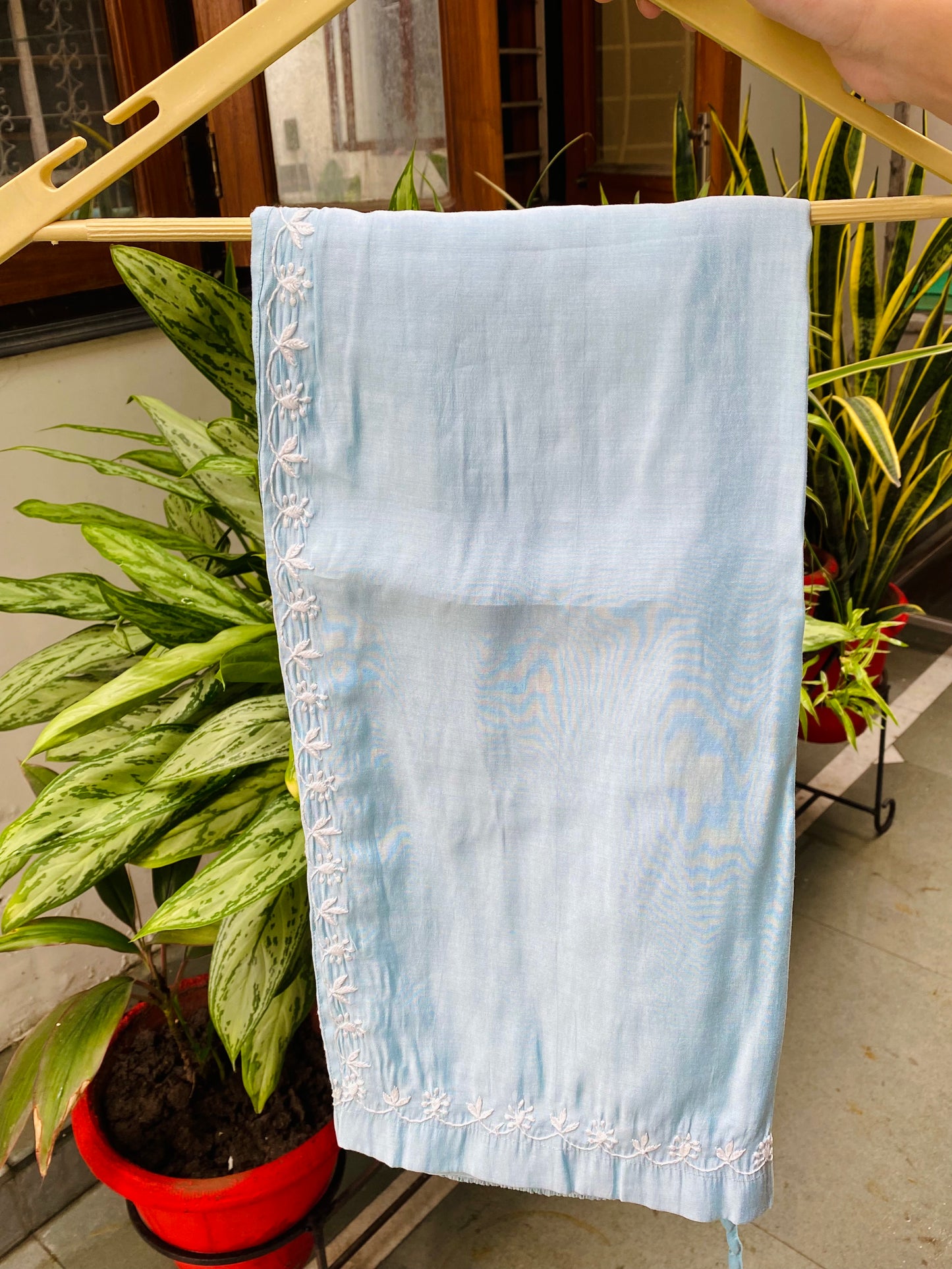 Mehwish –  Light Turquoise  Chikankari Semi-Stitched Kurta & Pant Set