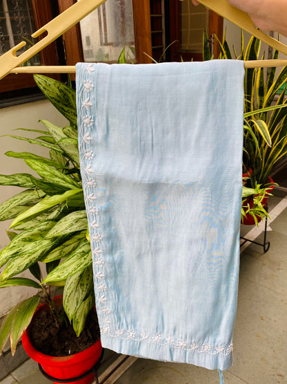 Mehwish –  Light Turquoise  Chikankari Semi-Stitched Kurta & Pant Set