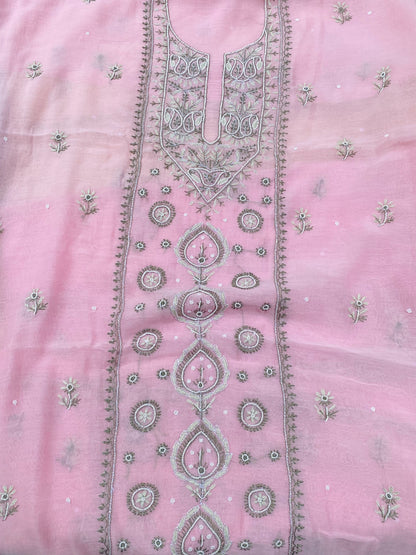 Noor-e-Bahar – Pink Mul Chanderi Chikankari Suit