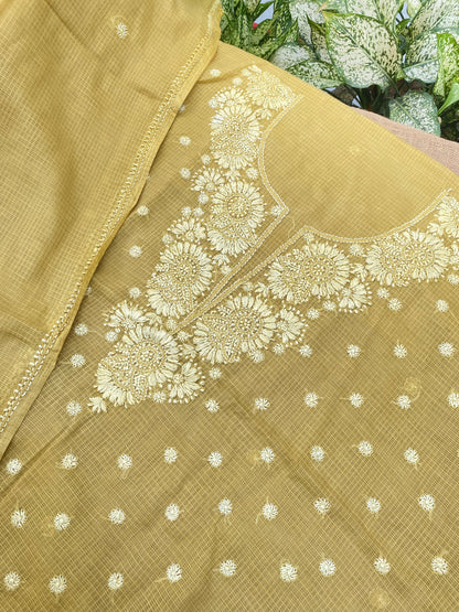 Sahar-e-Kota – Handcrafted Chikankari Unstitched Kurta & Dupatta Set