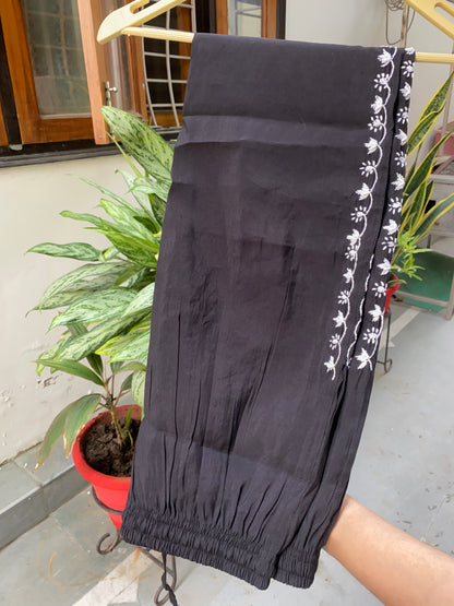 Aiza – Black Chikankari Semi-Stitched Kurta & Pant Set