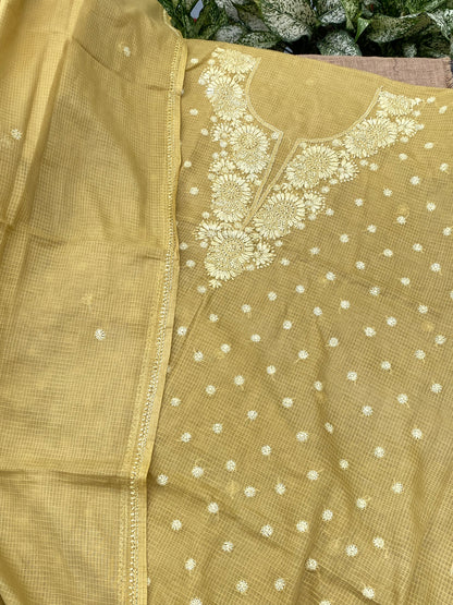 Sahar-e-Kota – Handcrafted Chikankari Unstitched Kurta & Dupatta Set