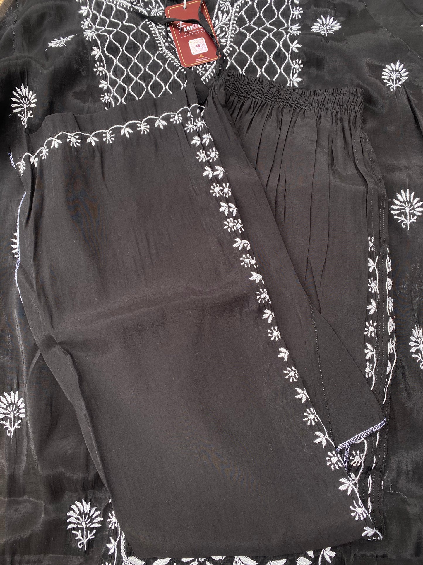 Mehwish –  Black Chikankari Semi-Stitched Kurta & Pant Set