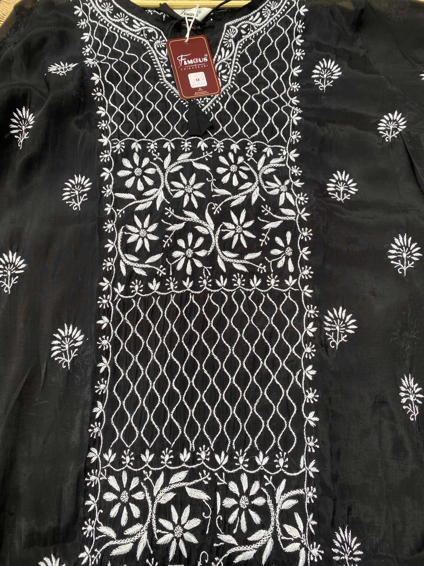 Mehwish –  Black Chikankari Semi-Stitched Kurta & Pant Set