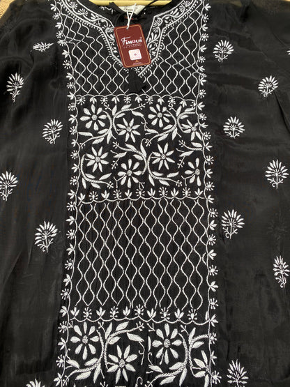 Mehwish –  Black Chikankari Semi-Stitched Kurta & Pant Set