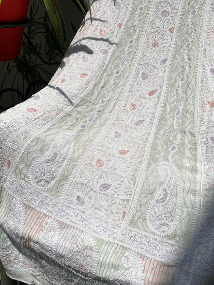 Noor e Mehfil - Pure Viscose Georgette Chikankari Anarkali And Dupatta Set - Famous Chikankari