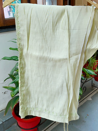 Mehwish – Pista Green Chikankari Semi-Stitched Kurta & Pant Set