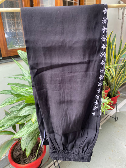 Mehwish –  Black Chikankari Semi-Stitched Kurta & Pant Set