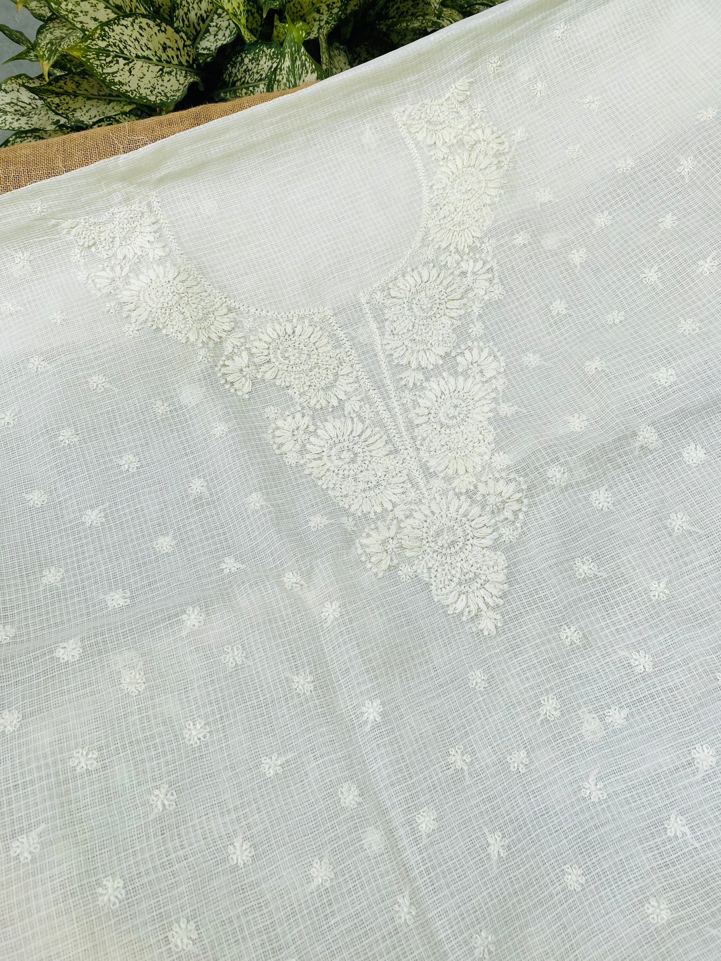 Sahar-e-Kota – Handcrafted Chikankari Unstitched Kurta & Dupatta Set