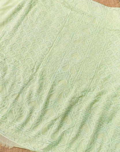 Rangrez Noor| Pista Green Chikankari Unstitched Suit with Pearl Addons