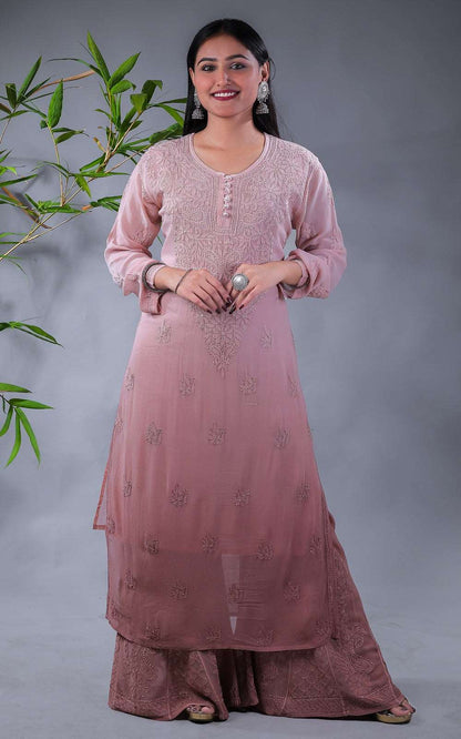 Zohra Chikankari Viscose Georgette Kurti Sharara Set